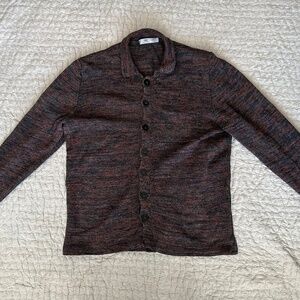 Inis Meain 100% Linen Clove Rust Marled Knit Cardigan